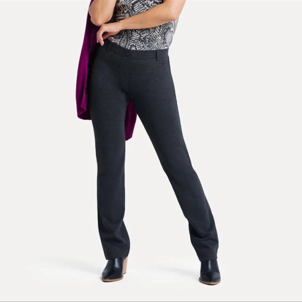 Betabrand Straight Leg Classic Dress Pant Yoga Pants in Charcoal Size Medium